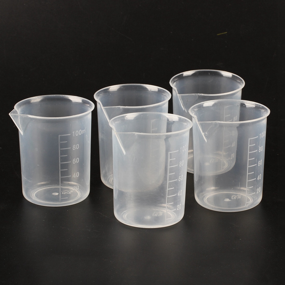 5 stuks van 100 ml Transparante maatbeker Laboratorium plastic maatbekers