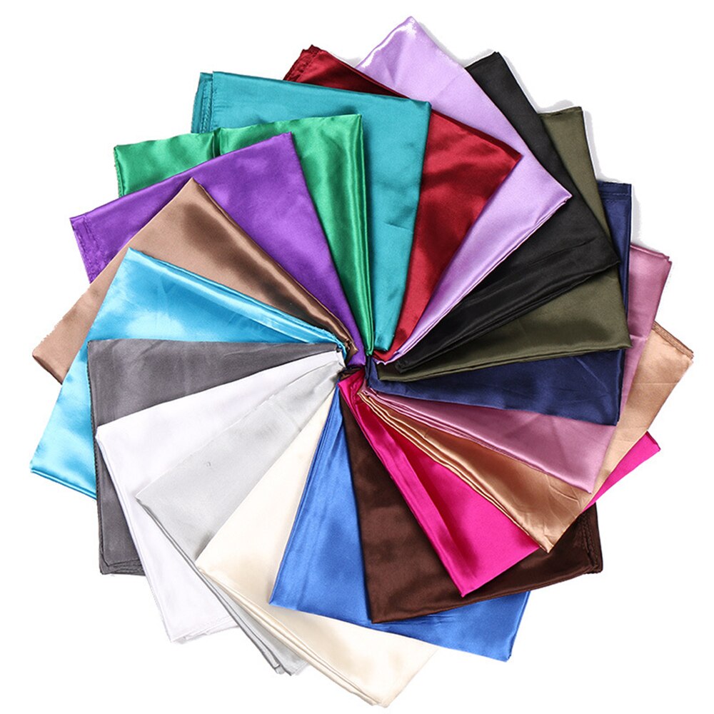 Solid Color Satin Women Scarf 90*90cm Big Wraps Lady Headband Hajib Muslim Female Square Scarf