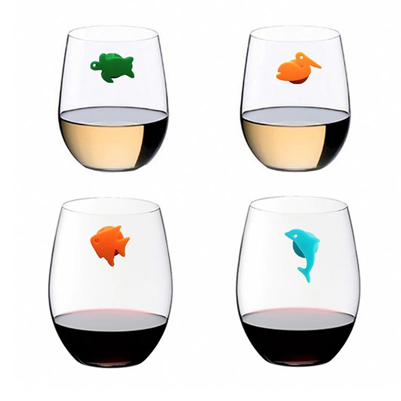 12 kpl silikoni merieläimiä viinilasi merkki juomakupin tunnus juhlakupin merkki (sekoitetut värit)