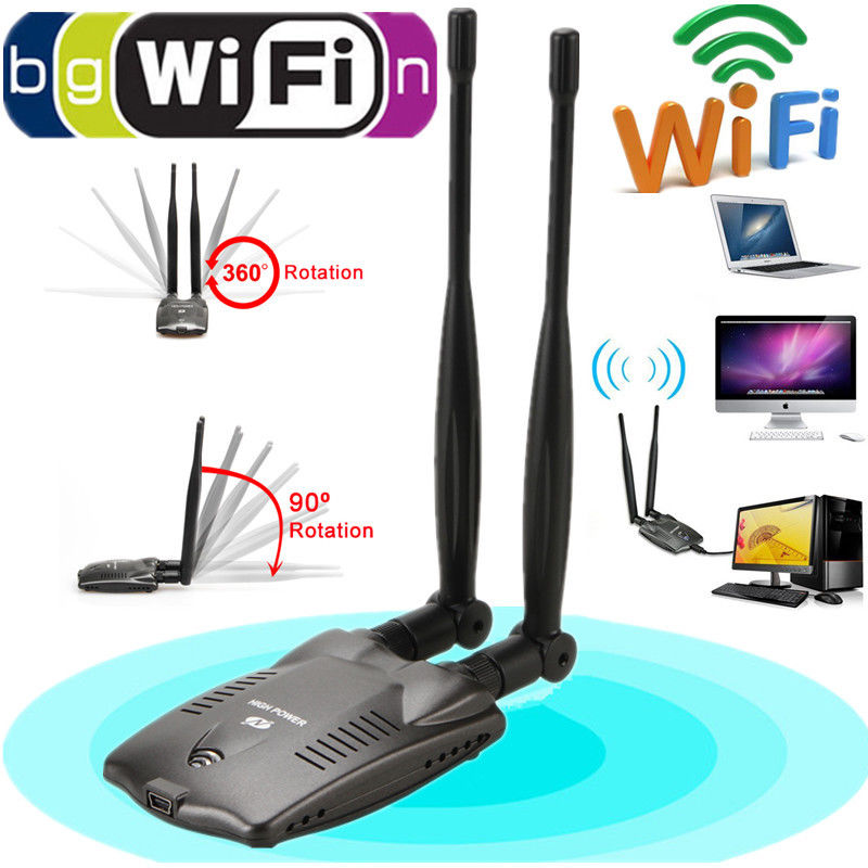 Kuwfi sem fio usb wifi adaptador 150mbps usb wifi antena rt8192 aumentar placa de rede sinal do computador com 2 * 7dbi antena