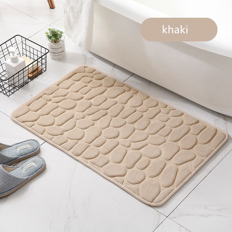 Alfombrilla de adoquines en relieve para baño, alfombra antideslizante para el suelo del baño, de espuma viscoelástica gruesa: khaki / 50x80cm