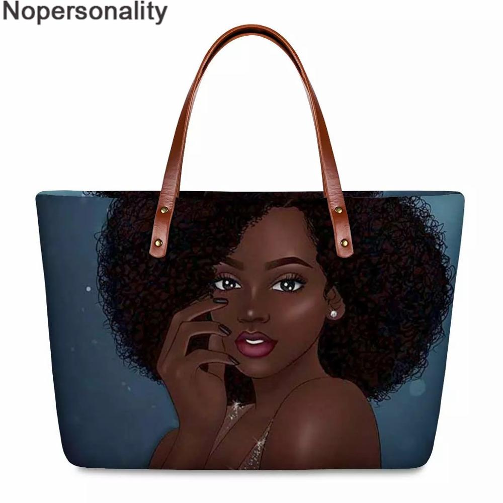 Nopersonality Vintage Etnische Meisjes Stijl Print Schoudertas Zwarte Kunst Afrikaanse Meisjes 2 Stuks Purse & Hand Tassen voor vrouwelijke: Z5549AL