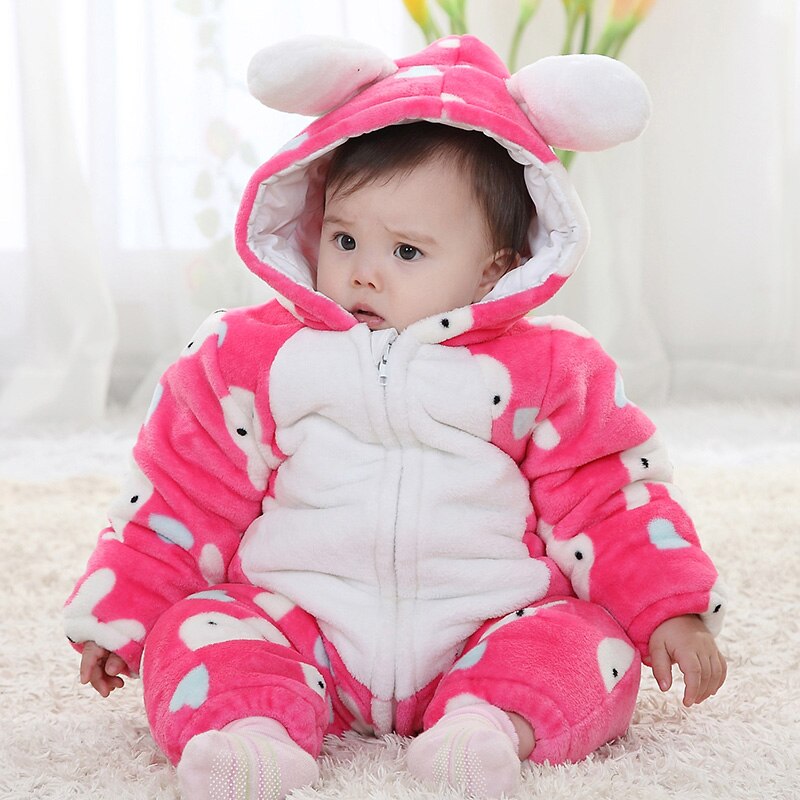 Hylidge Infant Baby Winter Clothes Toddler Girl Romper Warm Jumpsuit Baby Overalls Hooded Snowsuit Baby Boy Winter One-Pieces