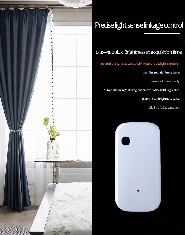 WIFI Wireless light sensor Automatic intelligent operation Brightness detectionAl linkage execution Tuya APP Control Smarthome