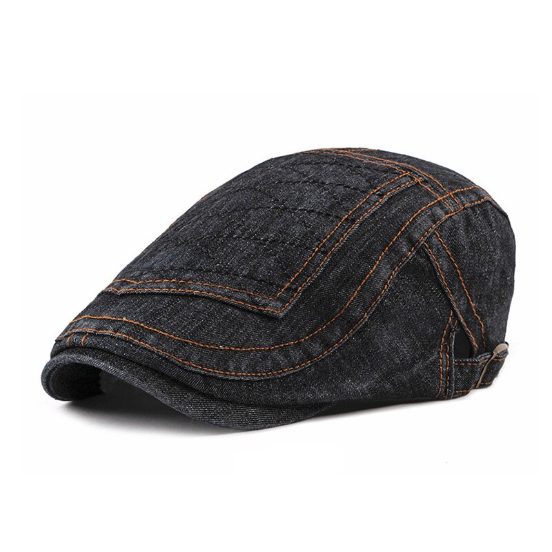 [AETRENDS] Newsboy Cap Beret Hats for Men Denim Caps for Driving Outdoor Activities Z-6593: Black