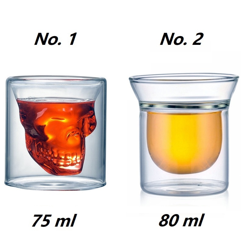 Creatieve Schedel Whisky Glas Dubbele Bodem Glas Cup Voor Wodka Goedkope Wijn Glazen Borrelglas Wishkey Glas Thee Bril Als