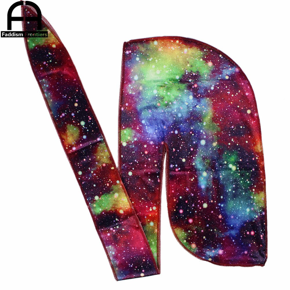 Space printing velour durag bandanas til mænd vinter men velvet durags headwrap wave cap do durag