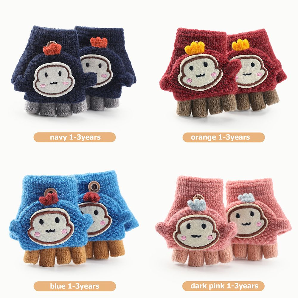 Baby Winter Handschoenen Jongens Meisjes Gebreide Vingerloze Wanten Kinderen Half Vinger Flip Manchet Wanten Peuter Warme Handschoenen 1-6 jaar