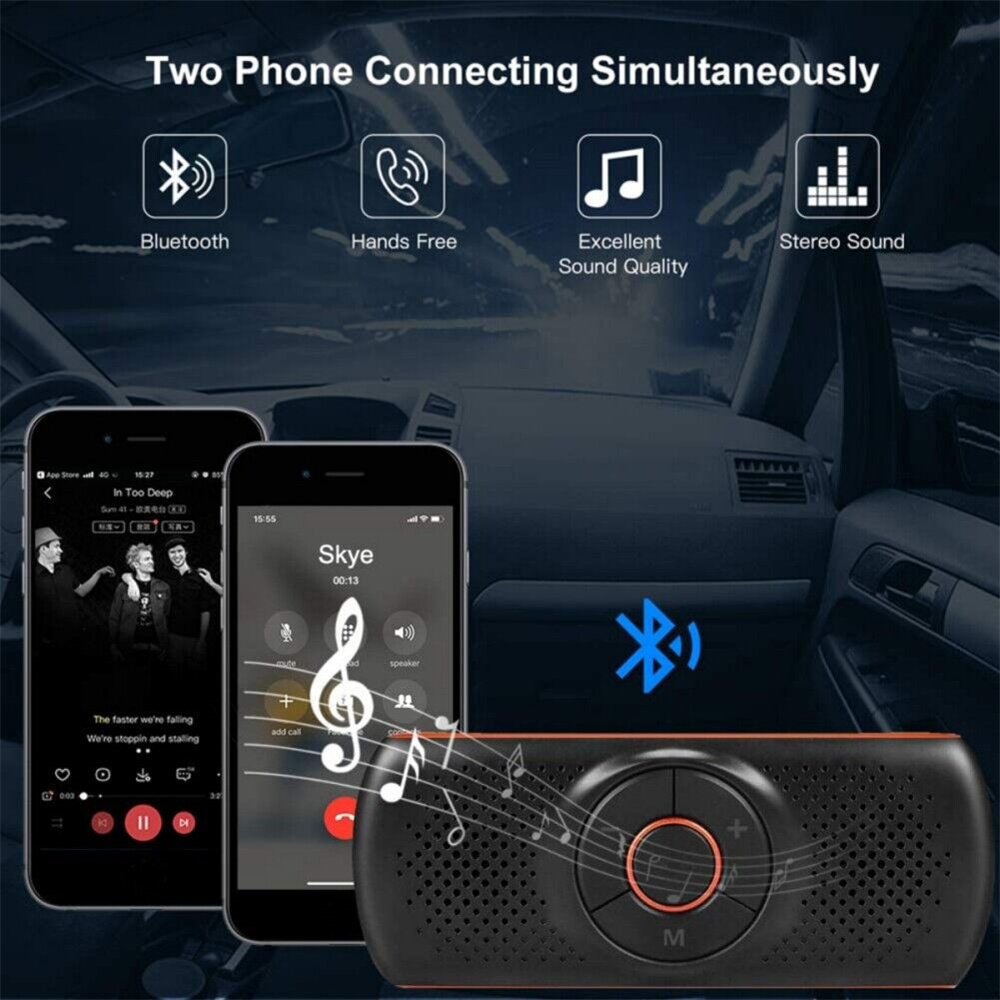 Draadloze Bluetooth-Compatibele Carkit Set Handsfree Speakerphone Multipoint Zonneklep Speaker Voor Telefoon Smartphones Auto B-T