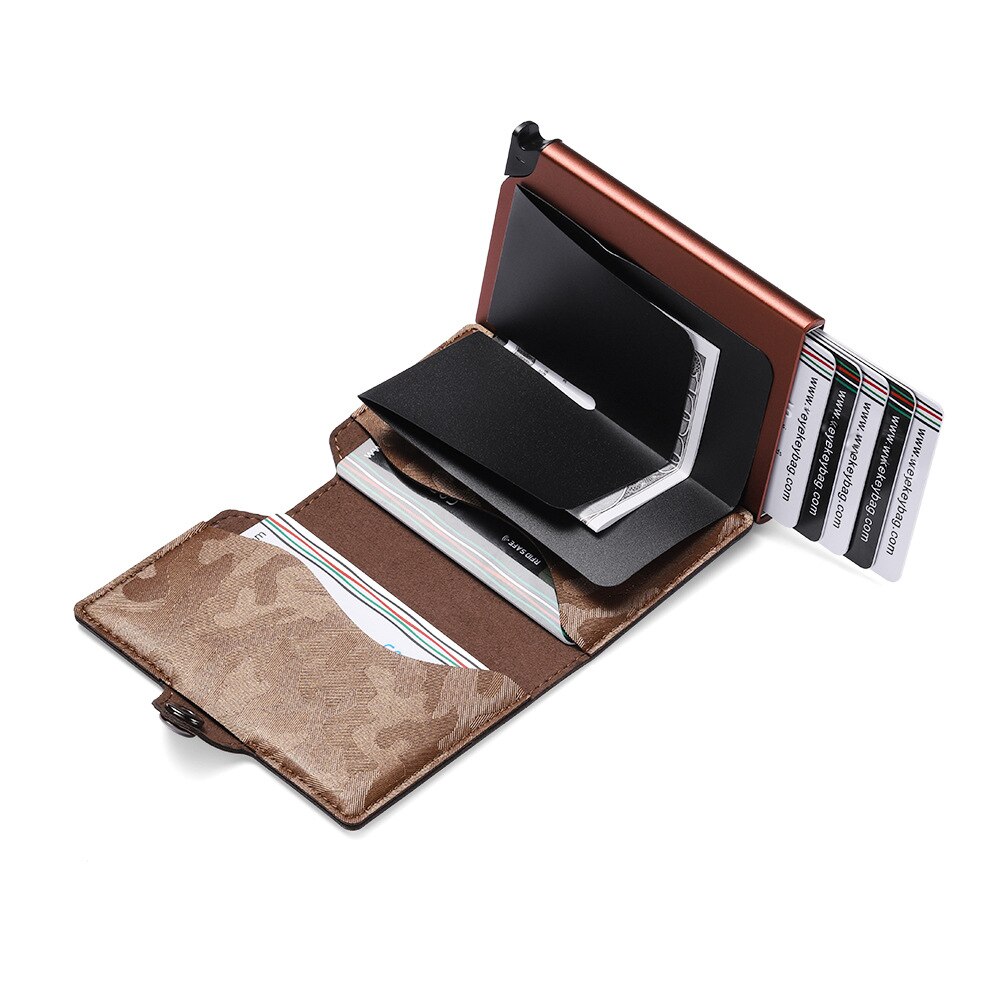 RFID Classic Camouflage Pattern Leather Men's Card holder Aluminum Metal Business Slim ID Credit Cardholder Mini Wallet