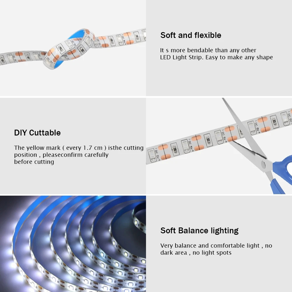5 V Solar-LED-Streifen, Fernbedienung, 2835, 60 LEDs, flexible Bandbeleuchtung, wasserdicht, warmweiß, 0,5 m, 1 m, 2 m, 5 m, Gartendekoration