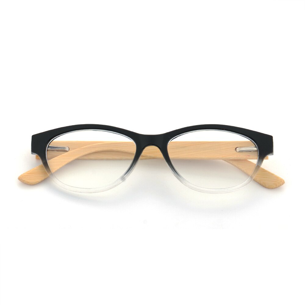 Gudzws Blue Light Rays Blocking Reading Glasses Anti Blue Fatigue Natural Bamboo Legs with Plastic Frame Classic Rectangle Reade: Black