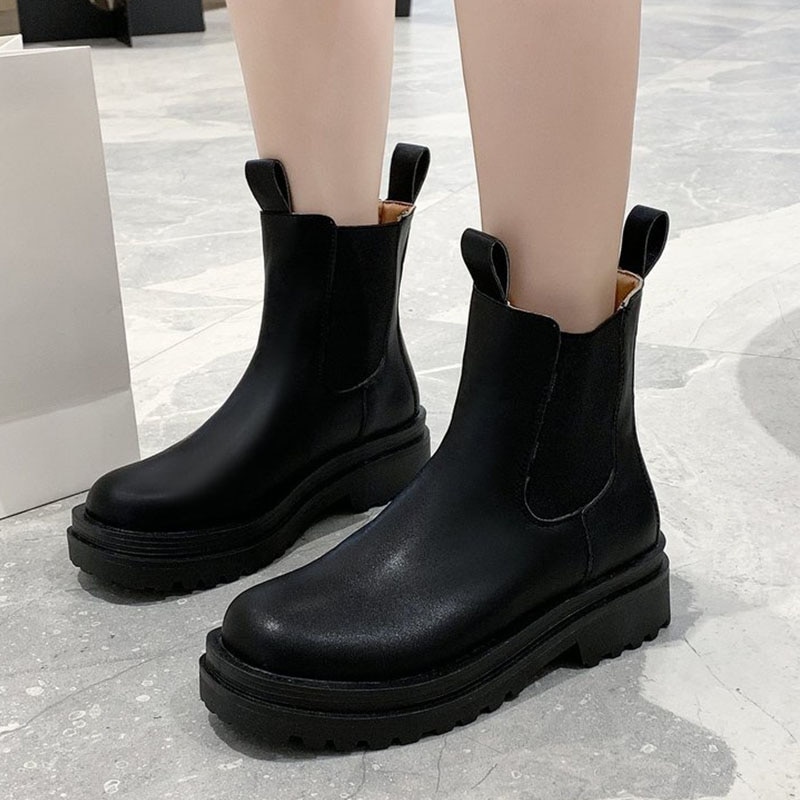 Women Chunky Heel Ankle Boots Woman Shoes Autumn Brand Chelsea Boots Female Platform Boots Lasdies Low High
