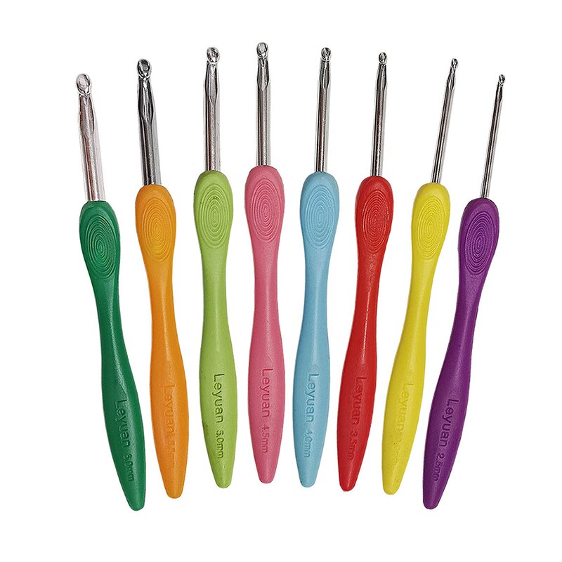 LIHAO 9-delige Haaknaaldenset – Aluminium Met Rubberen Greep, Maten 2-6 Mm, Transparante Opbergbox, 13,7 Cm
