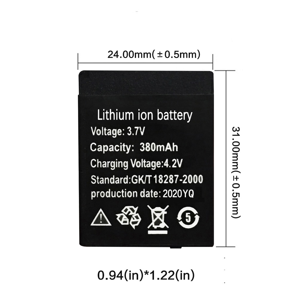 1pc/3 pièces 380mAh SmartWatch Rechargeable Li-ion polymère batterie pour DZ09 montre intelligente batterie pour KSW-S6 RYX-NX9 A1 montre intelligente