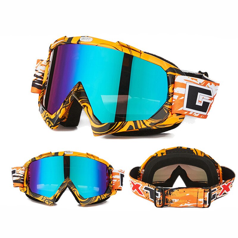 Inverno das mulheres dos homens máscara de esqui óculos snowboard óculos de esqui neve motocross snowmobile ciclismo à prova de vento transporte da gota: Laranja