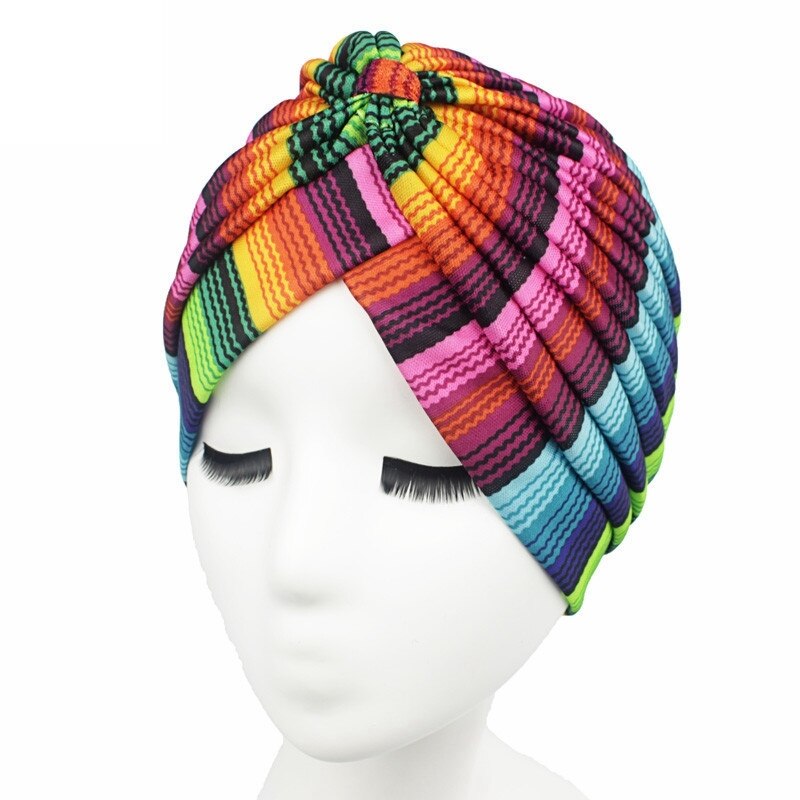 Moda feminina chapéus de cabelo turbante indiano estilo cabeça envoltório chapéu noite capa de cabelo bandana vários design de impressão acessórios para o cabelo: Type 1