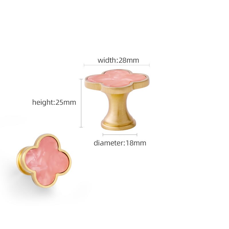 Klavertje Vier Messing Deurknoppen En Handgrepen Voor Keukenkast Kast Europese Meubels Schuifladegrepen Pulls Groen: 1PC Pink