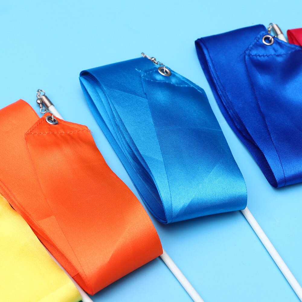 12pcs 4m Colorful Rhythmic Gymnastics Ribbon Dancing Gymnastics Ribbon Dancing Streamers for Kids Adults (Pink/Yellow/Tangerine/