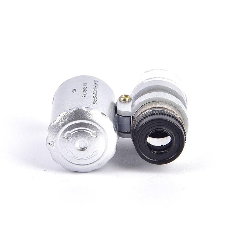 60x minimikroskop juveler lupe linse belyst lup glas 3 led med uv lys