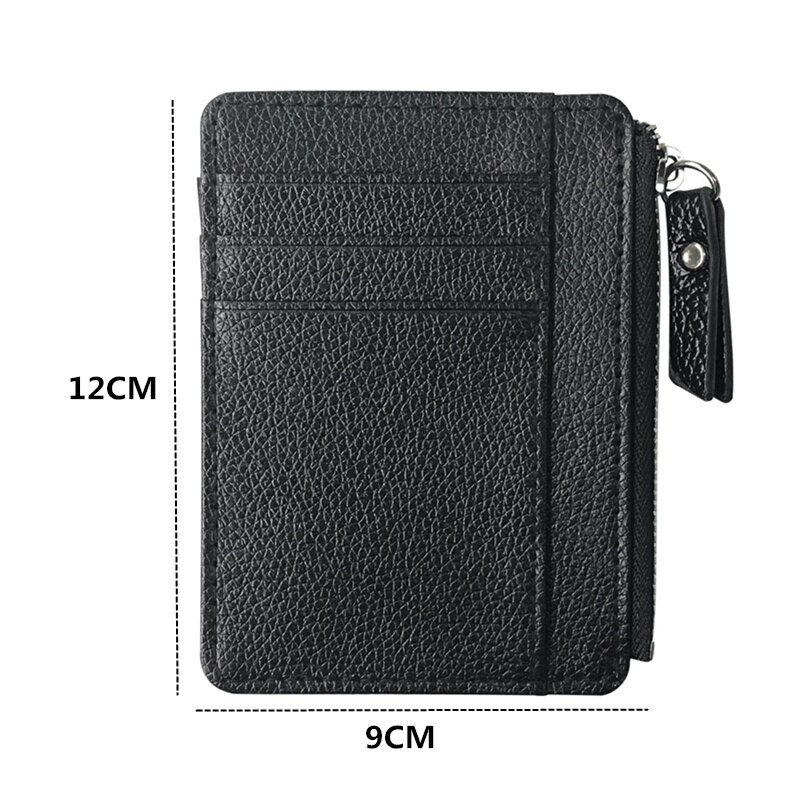 Purdored 1 pc zwarte herenkaarthouder pu leren rits slanke portemonnee portemonnee creditcardhouder bank creditcard portemonnee