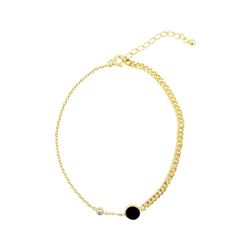 Louleur 925 Sterling Zilveren Enkelbanden Ronde Zwarte Zirkoon Mode Verstelbare Enkelbanden Voor Vrouwen Zomer Sieraden Trend 18K Gold