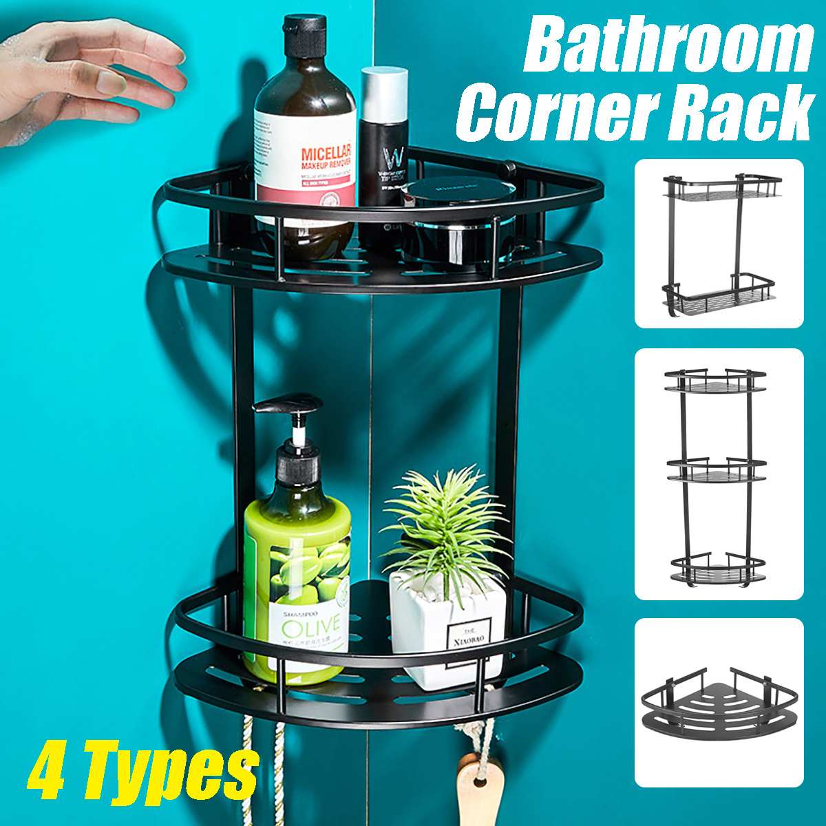 Black Triangle Basket Bathroom Corner Rack Free Punch Bathroom Storage Rack Shower Room Square Basket Rack Storage Basket