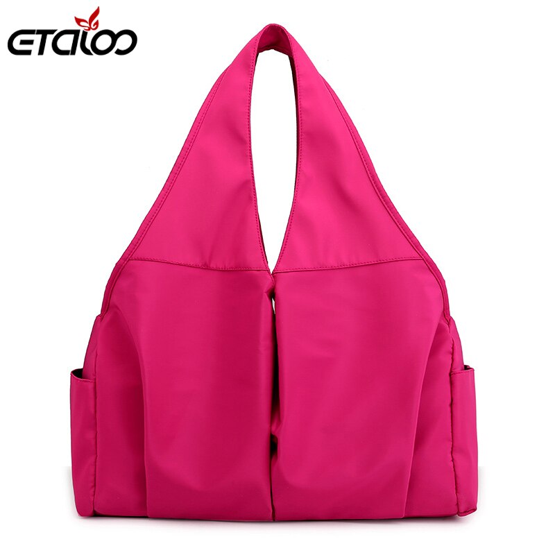 Bolso de mano informal para Mujer, bandolera mensajero, impermeable, de tela de nailon: Rosa fuerte