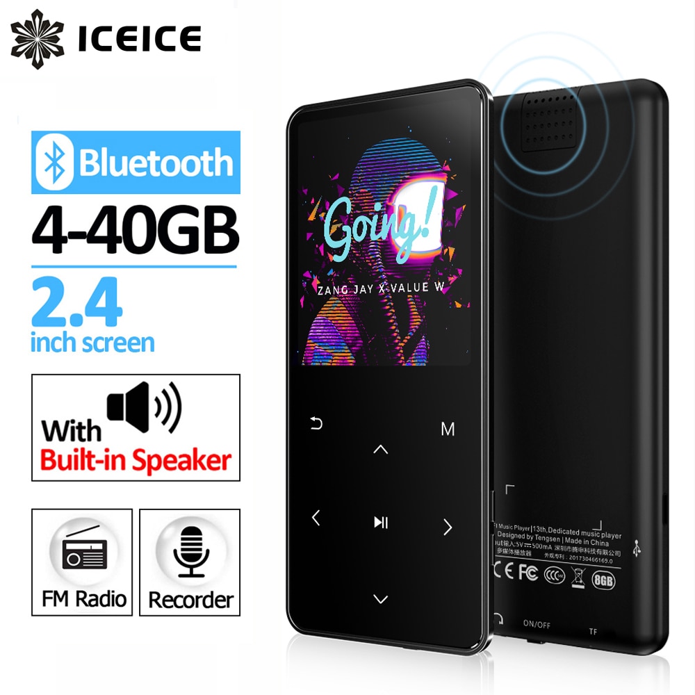 ICEICE MP3 Player with bluetooth and Speaker 2.4 Screen touch keys hi fi fm radio mini sport MP 3 music player portable walkman