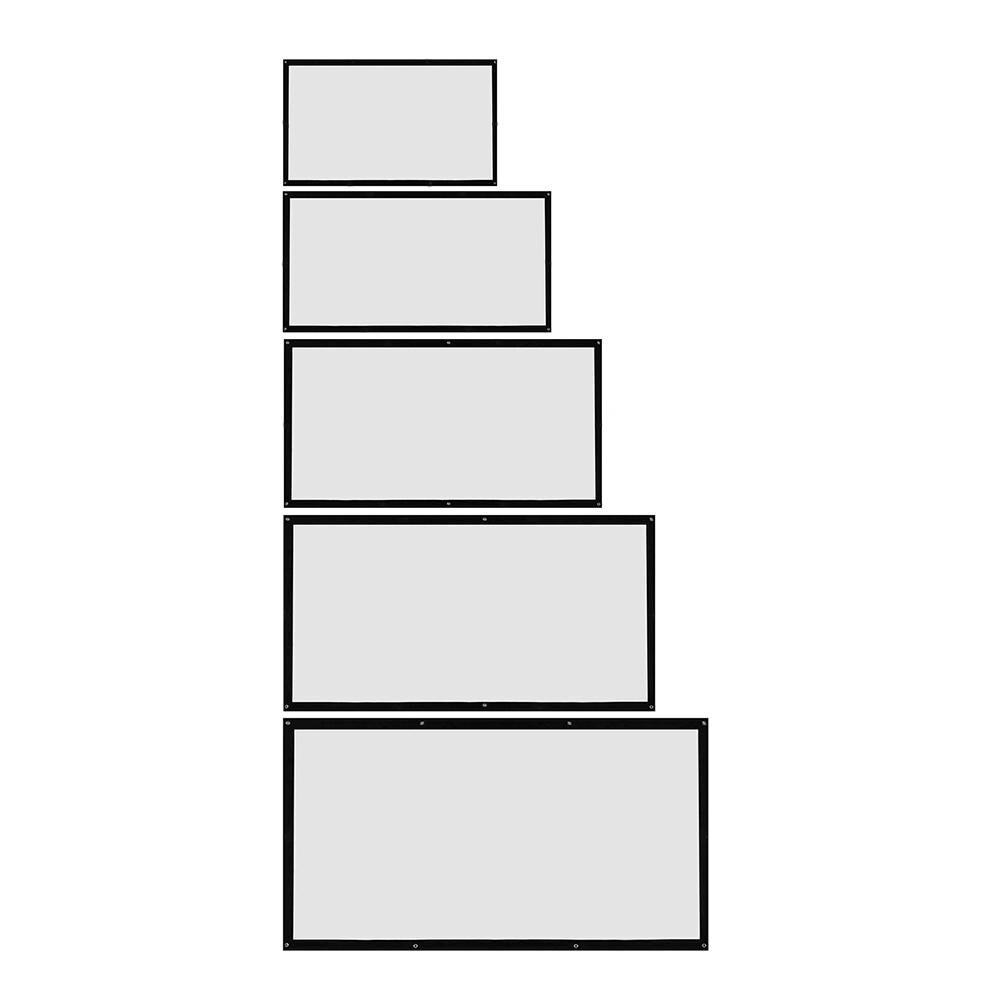 ALLOYSEED 60/72/84/100/120 Inch 3D HD Projector Screen Portable Wall Mounted 16:9 LED Projector Screen Frame For Home Cinema