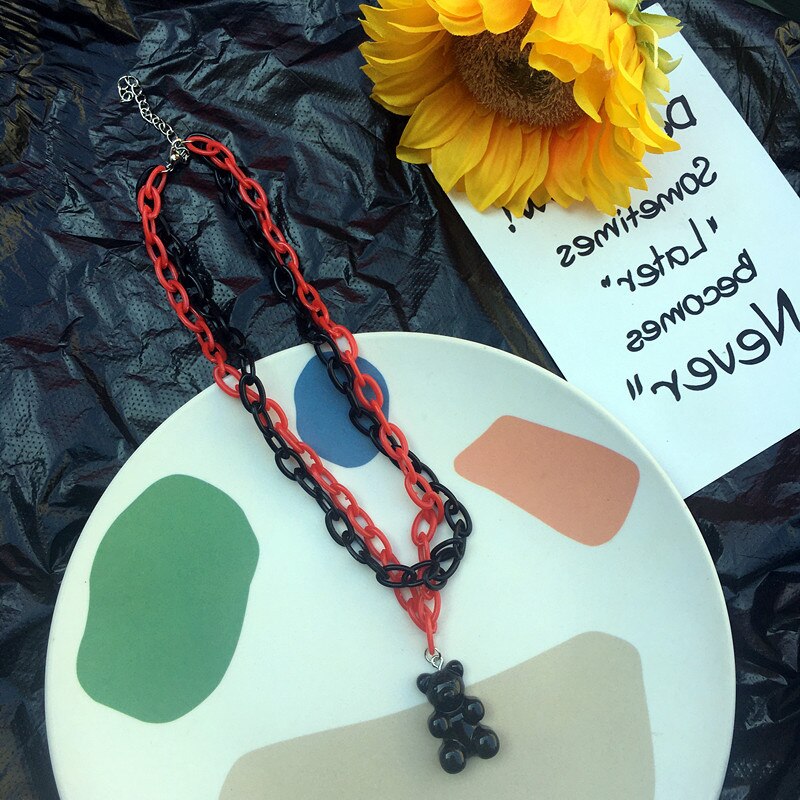 7 färger rainbow pride söt gelébjörn gummihalsband för kvinnor tjejer cool punk hip hop resin halsband tillbehör: 5