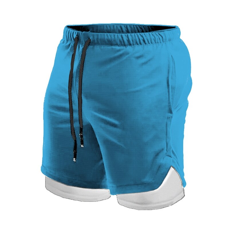 Yeni yaz erkek şort telefon iç cep koşu spor spor şort çabuk kuruyan Fitness pantolonları