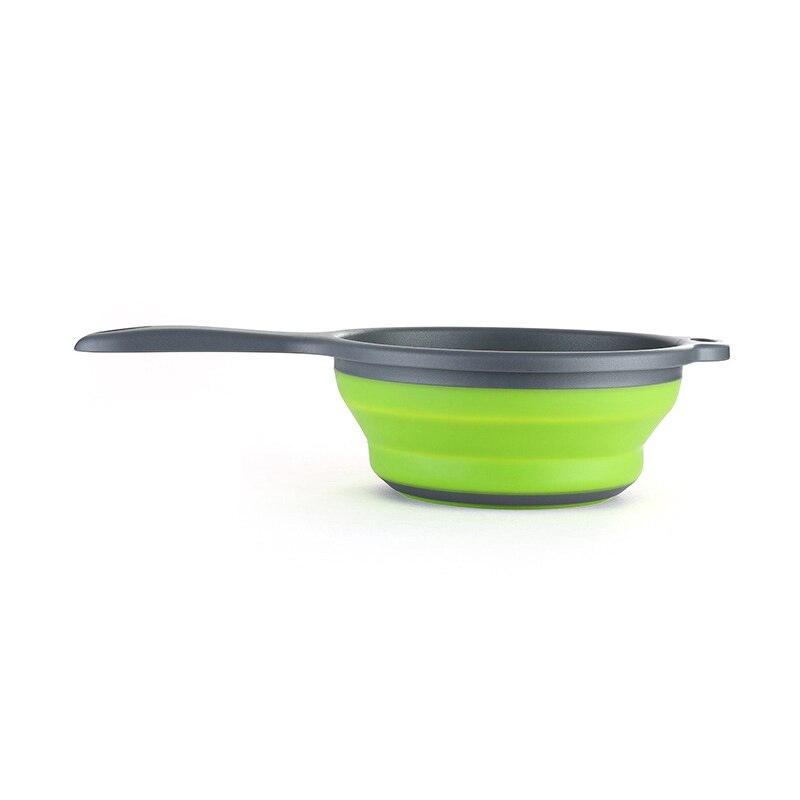 Foldable Silicone Colander Fruit Vegetable Washing Basket Strainer Collapsible Drainer With Handle Kitchen Tool: Green