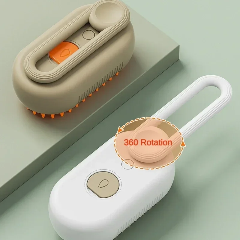 USB oplaadbare 3-in-1 huisdierverzorgingsborstel met stoomspray en massage, anti-vliegend haar elektrische badborstel voor honden- en kattenverlies
