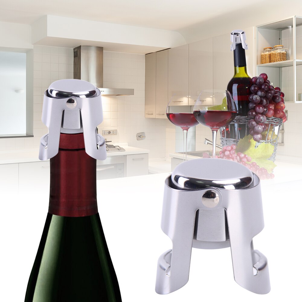Champagne Stopper Stainless Steel Champagne Bottle Sealer Sparkling Wine Bottle Plug Sealer Leak-Proof Bubble