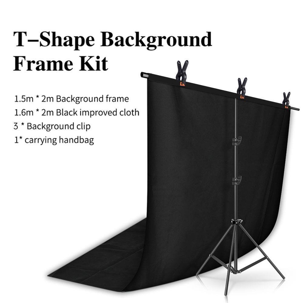 SH T-vormige achtergrondstandaardkit met achtergronddoek Video Chroma Key Green Screen Frame Stand voor fotografie Fotostudio Props: LICHTBLAUW