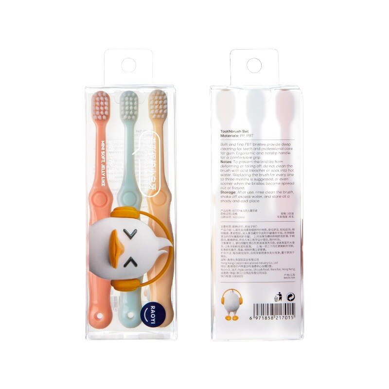 3 Stks/set Kinderen Tandenborstels 2-5 Jaar Oud Candy-kleurige Leuke Baby Baby Zacht Haar Tandenborstels Voor zuigelingen Tandenborstel