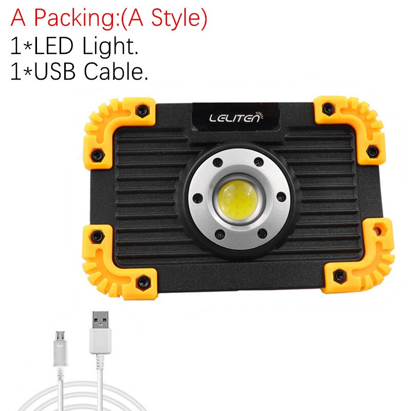 Usb genopladelig lommelygte bærbar cob led lommelygte udendørs jagt camping fakkel telt lanterne til 18650 or aaa batteri: En pakning - en stil / Intet batteri