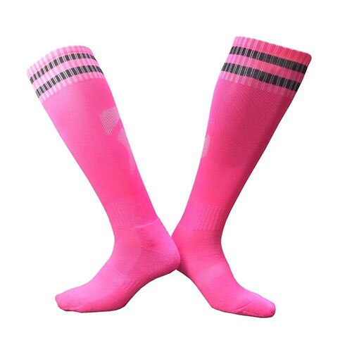 Soccer Socks Boys Girls Knee-High Football Socks Sports Kids Top Antiskid Breathable 1 pairs durable soft same size: Pink