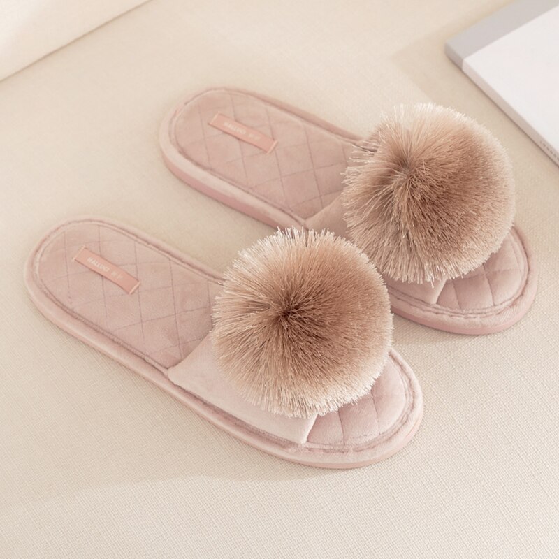 Buty damskie płynący piłka cienkie aksamitne antypoślizgowe kapcie kobieta eleganckie damskie sandały poślizg na kobiety obuwie obuwie damskie: Różowy / (36-37)