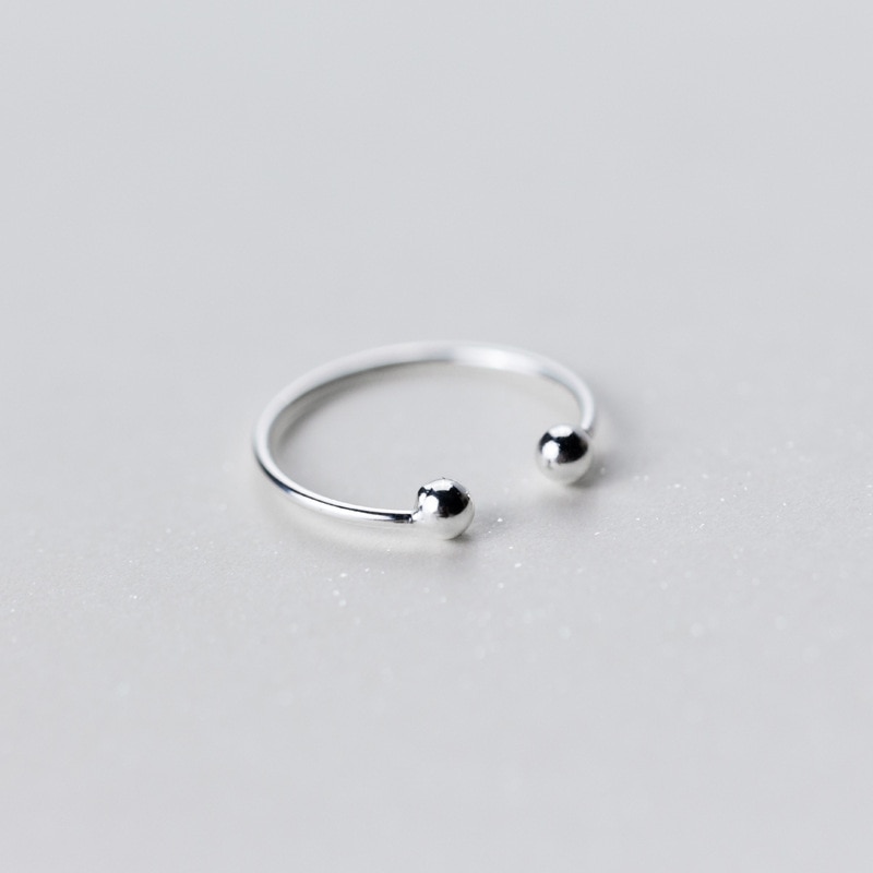 La Monada 46-50Mm Ringen Vrouwelijke Vrouwen Echt 925 Zilveren Ring Voor Meisjes Minimalistische Bal Half Verstelbare ring Op Vinger: Default Title