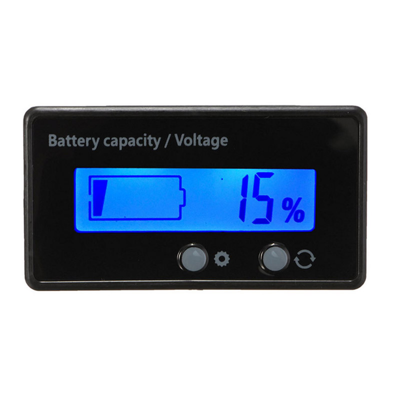 12v/24v/36v/48v lcd syre bly lithium batteri kapacitet indikator voltmeter spænding tester: Blå