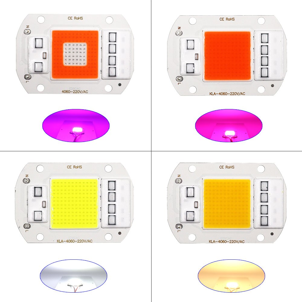 Luz LED COB de espectro completo para cultivo de plantas, 110V, 220V, 20W, 30W, 50W, DOB