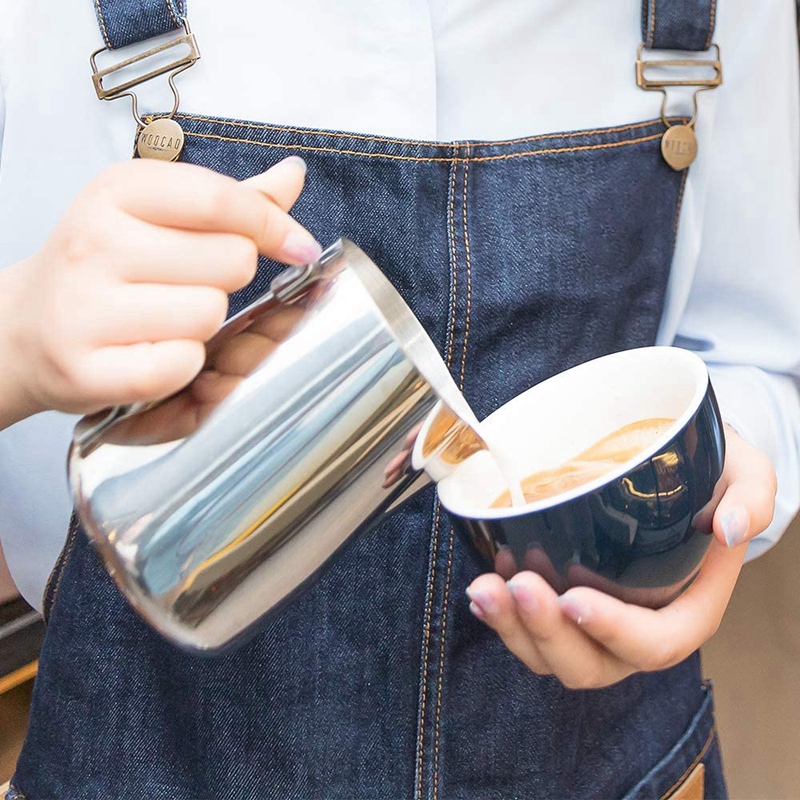 Mælkeskummende kande ,20oz rustfri stål espresso dampende kande med termometer, kaffe mælkeskummende kop