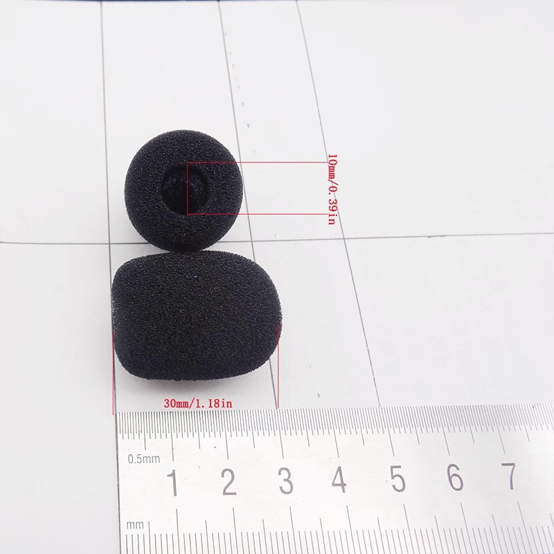 Bestall 10 stks/partij Foam Microfoon Voorruit mic spons cover 10mm binnendiameter & 30mm inwendige lengte