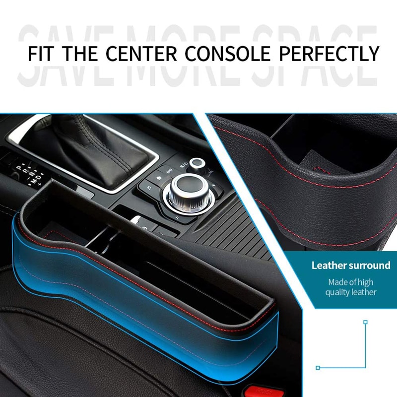 Caja de almacenamiento de cuero PU para hueco de asiento de coche, organizador de bolsillo multifuncional, soporte para botella de teléfono, accesorios para coche