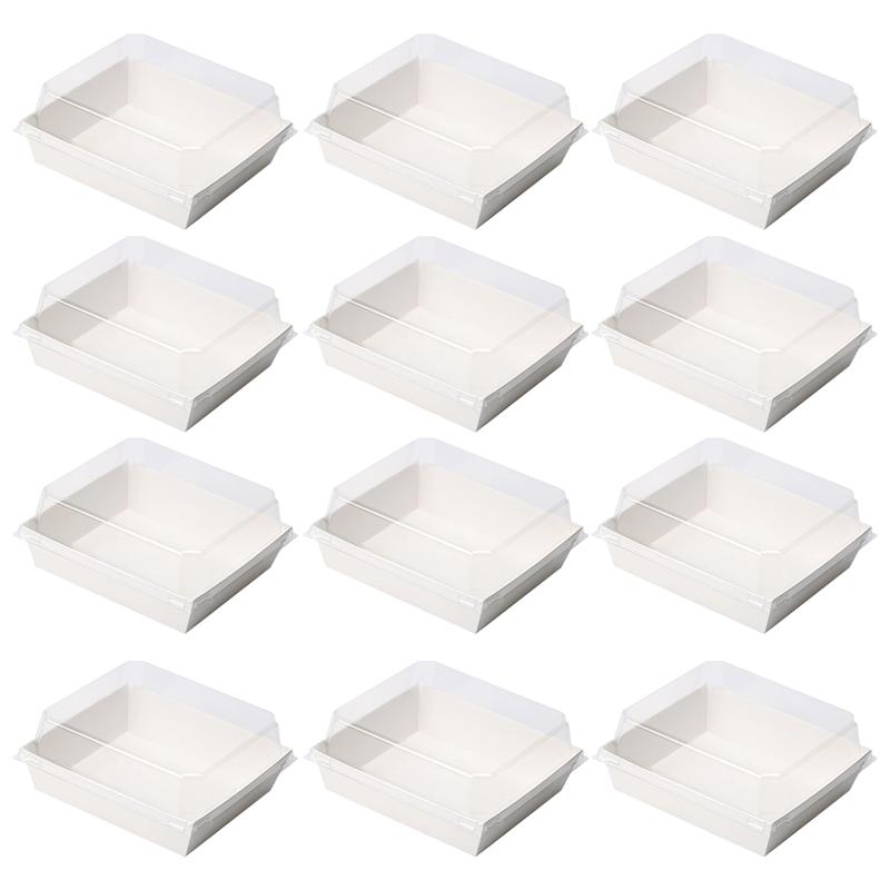 50 stuks vierkante taartverpakkingsdozen, dikke dozen, voedselverpakkingsdozen met transparante deksel