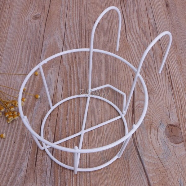 Porte-plantes à suspendre sur balcon, support rond pour pots de fleurs, clôture pour fenêtre extérieure, en fer, bonsaï, décoration,: WHITE