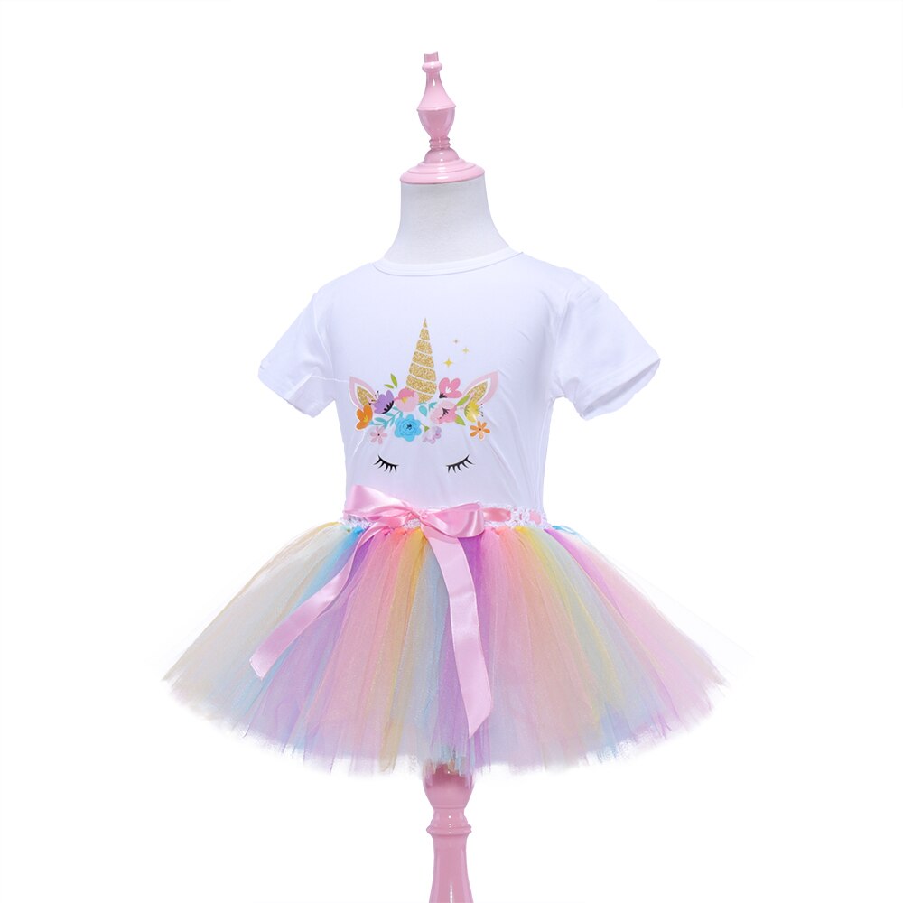 Lampa błyskowa sprzedaż puszysta krótka spódniczka dziewczyna dzieci Tutus krótka spódniczka dla dziewczynek tiulowa spódnica tutu dziewczyna jednorożec biała koszula spódnica letnia Tutus