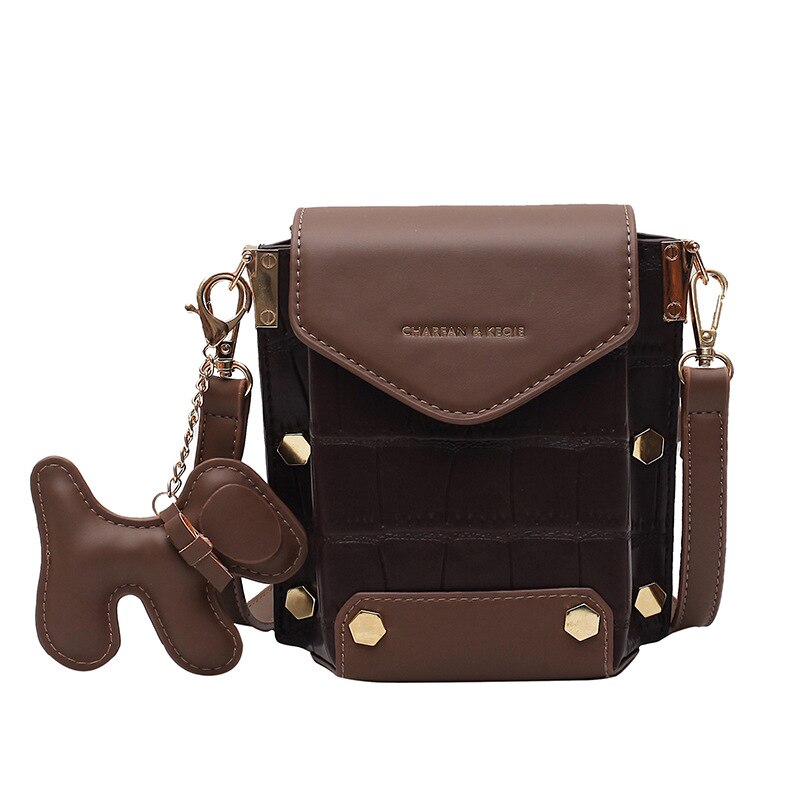 Uosc Retro Tas Mobiele Telefoon Tas Krokodil Mode Textuur Schoudertas Diagonaal Tas Dames Schoudertas Vrouwen Messenger Ba: Coffee